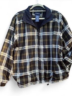 Vintage Catalina Plaid Lightweight Windbreaker Jacket in Navy,Green and White XL